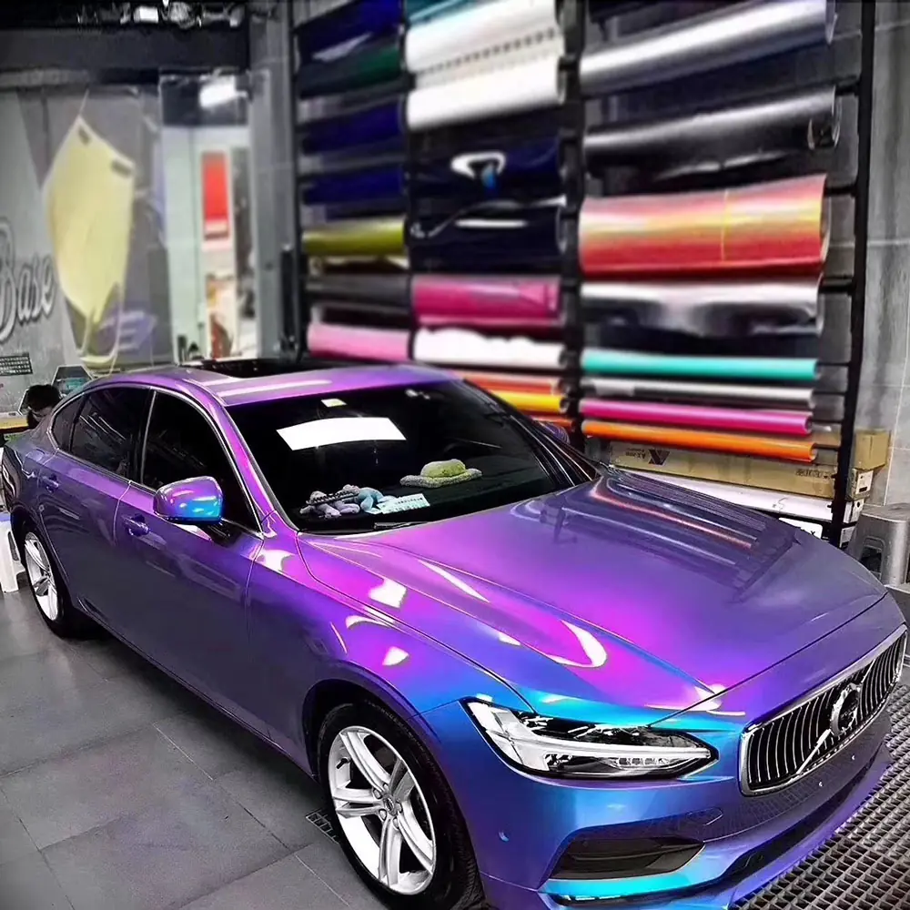 Aurona Purple-to-Blue Gloss Diamond Chameleon Vinyl Wrap