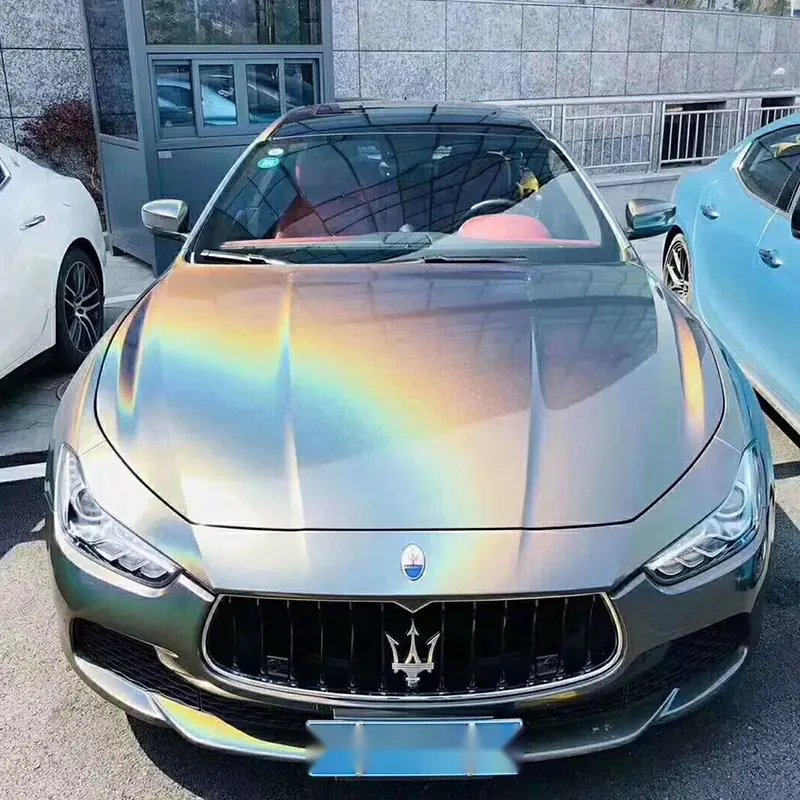 Grey Holographic Iridescent Reflective Vinyl Wrap