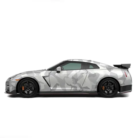 Low-Tack Grey Camo Vinyl Wrap