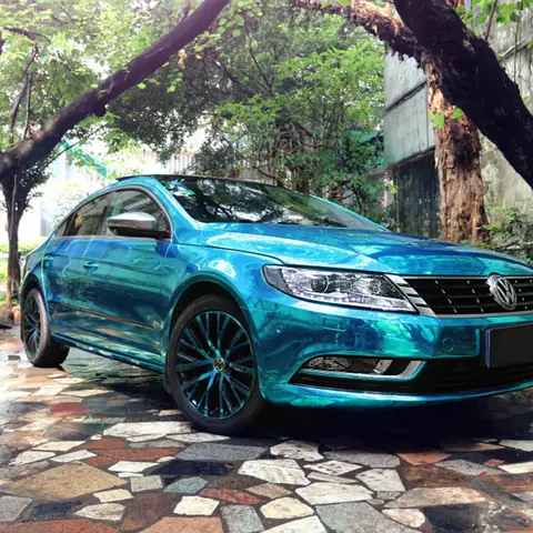 Light Blue Gloss Stretchable Chrome Vinyl Wrap