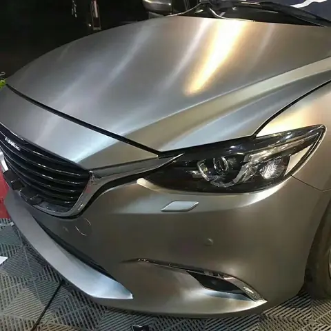 Light Gray Satin Brushed Steel Vinyl Wrap
