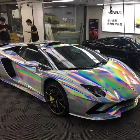 White Holographic Laser Rainbow Chrome Vinyl Wrap