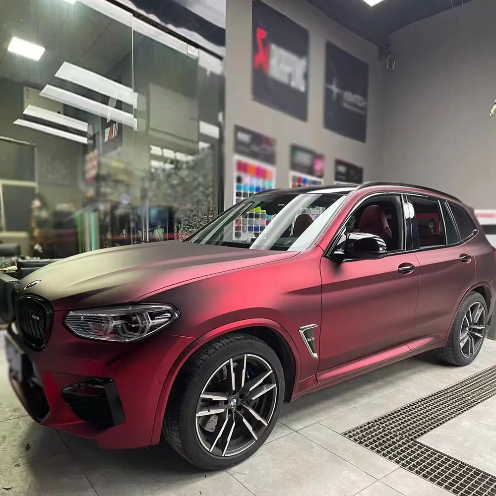 Satin Chrome Matte Romance Red PET Liner Wrap