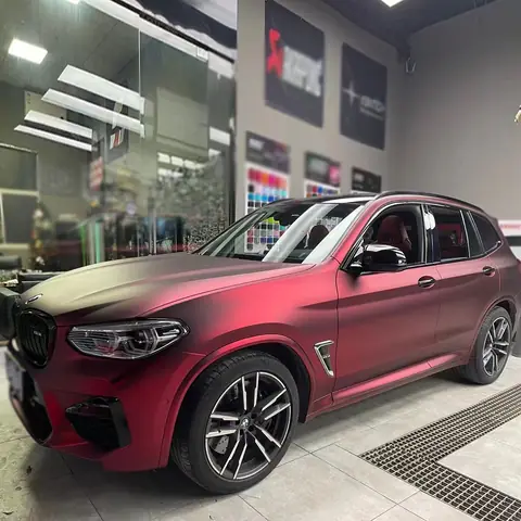 Satin Chrome Matte Romance Red PET Liner Wrap