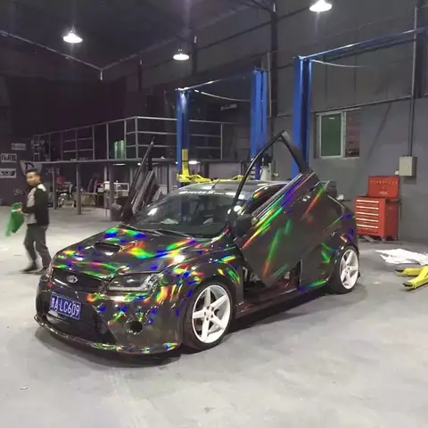 Black Holographic Chrome Vinyl Wrap
